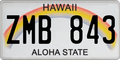 HI license plate ZMB843