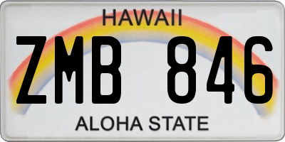 HI license plate ZMB846