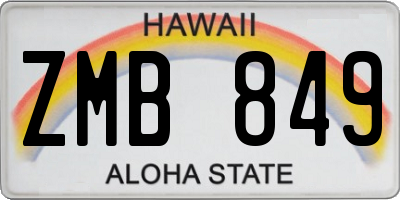 HI license plate ZMB849