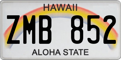 HI license plate ZMB852