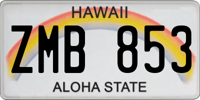 HI license plate ZMB853