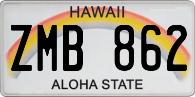 HI license plate ZMB862