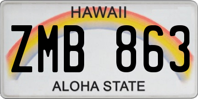 HI license plate ZMB863