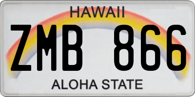 HI license plate ZMB866