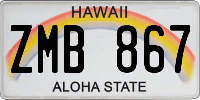 HI license plate ZMB867