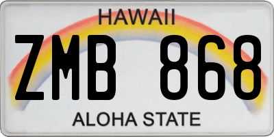 HI license plate ZMB868