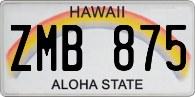 HI license plate ZMB875
