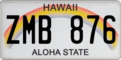 HI license plate ZMB876