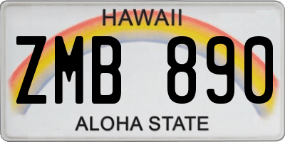HI license plate ZMB890