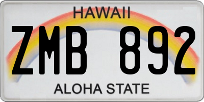 HI license plate ZMB892