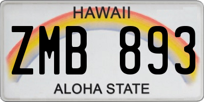 HI license plate ZMB893