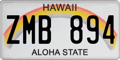 HI license plate ZMB894