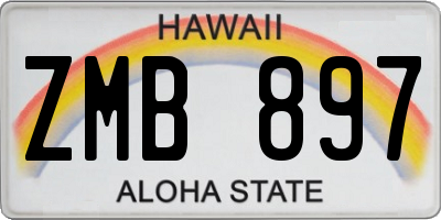 HI license plate ZMB897