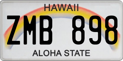 HI license plate ZMB898