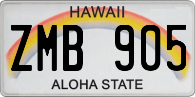 HI license plate ZMB905