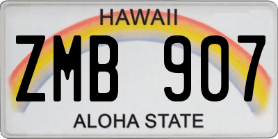 HI license plate ZMB907