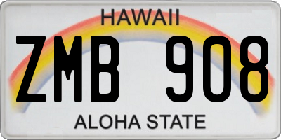 HI license plate ZMB908