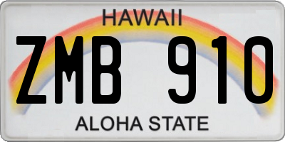HI license plate ZMB910