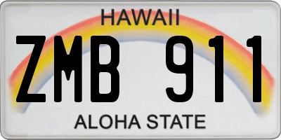 HI license plate ZMB911