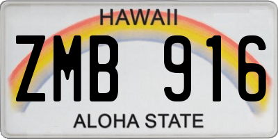 HI license plate ZMB916