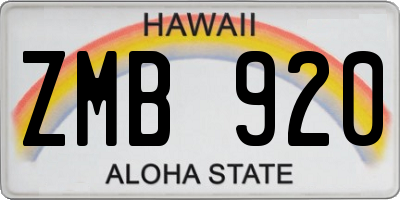 HI license plate ZMB920