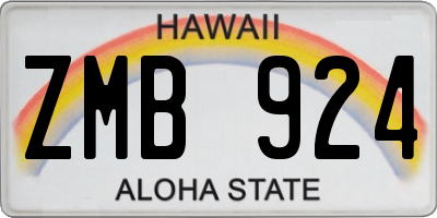 HI license plate ZMB924