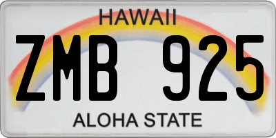 HI license plate ZMB925