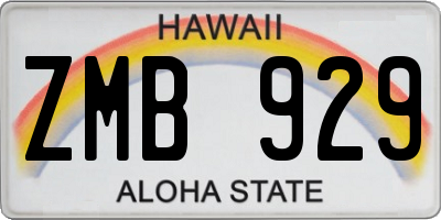 HI license plate ZMB929
