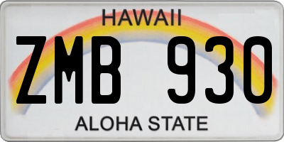 HI license plate ZMB930