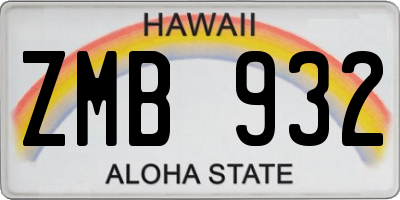 HI license plate ZMB932
