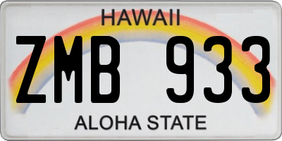 HI license plate ZMB933