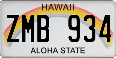 HI license plate ZMB934
