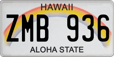 HI license plate ZMB936