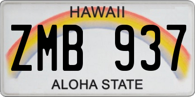 HI license plate ZMB937