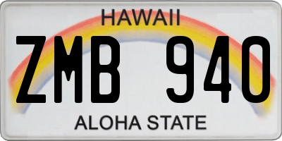 HI license plate ZMB940