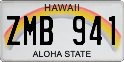 HI license plate ZMB941