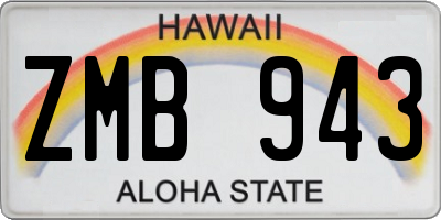 HI license plate ZMB943