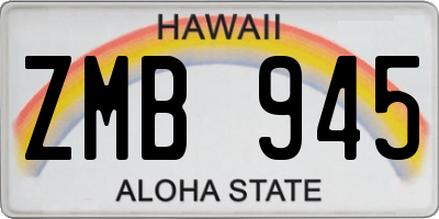 HI license plate ZMB945