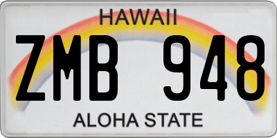HI license plate ZMB948