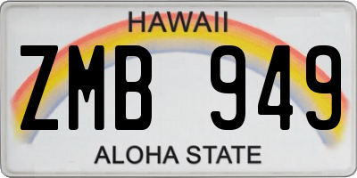 HI license plate ZMB949