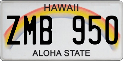 HI license plate ZMB950