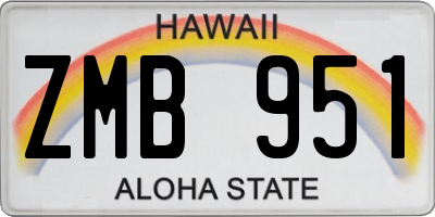 HI license plate ZMB951