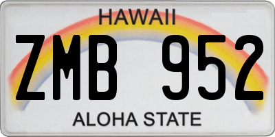 HI license plate ZMB952