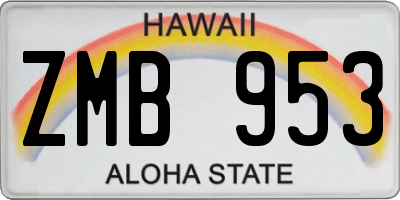 HI license plate ZMB953