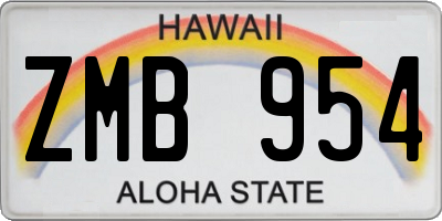 HI license plate ZMB954