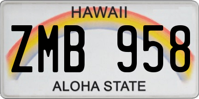 HI license plate ZMB958