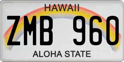 HI license plate ZMB960