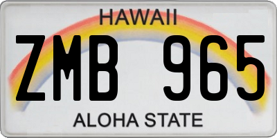 HI license plate ZMB965