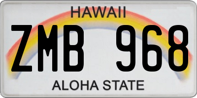 HI license plate ZMB968