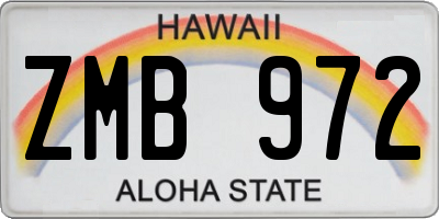 HI license plate ZMB972